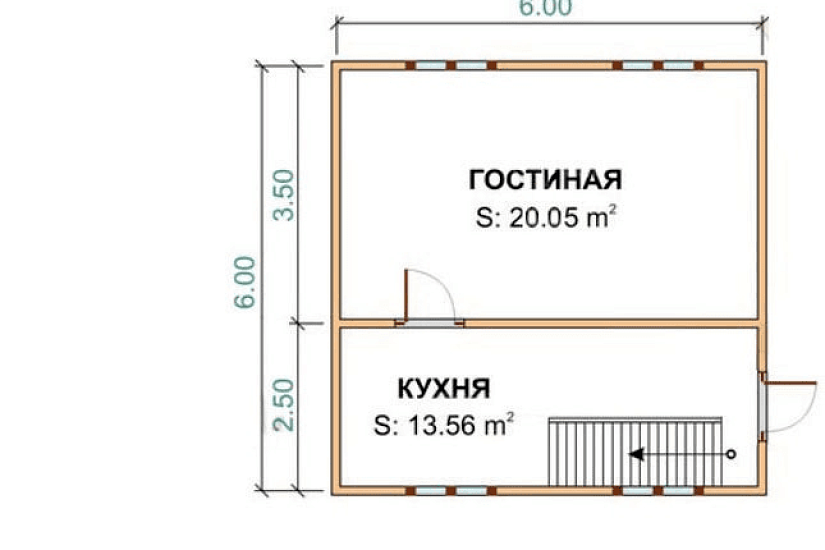 Каркасный дом 6х6 К1П12