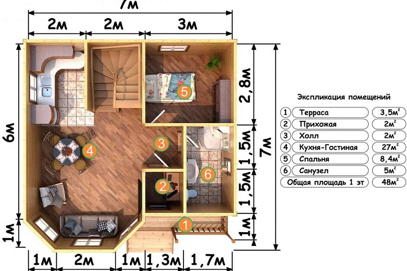 ДОМ ИЗ БРУСА ДБр-86а