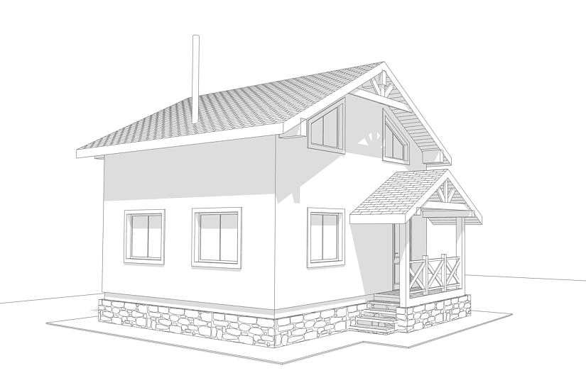 Дом дачный 6х6-1,5эт-каркасн