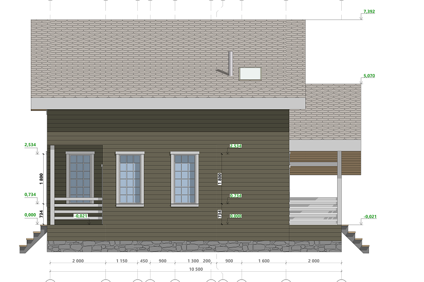 Дом-1эт-с-мансардой-каркас-300мм-10550х10500мм-КР Дом-1эт-с-мансардой-каркас-300мм-10550х10500мм-КР