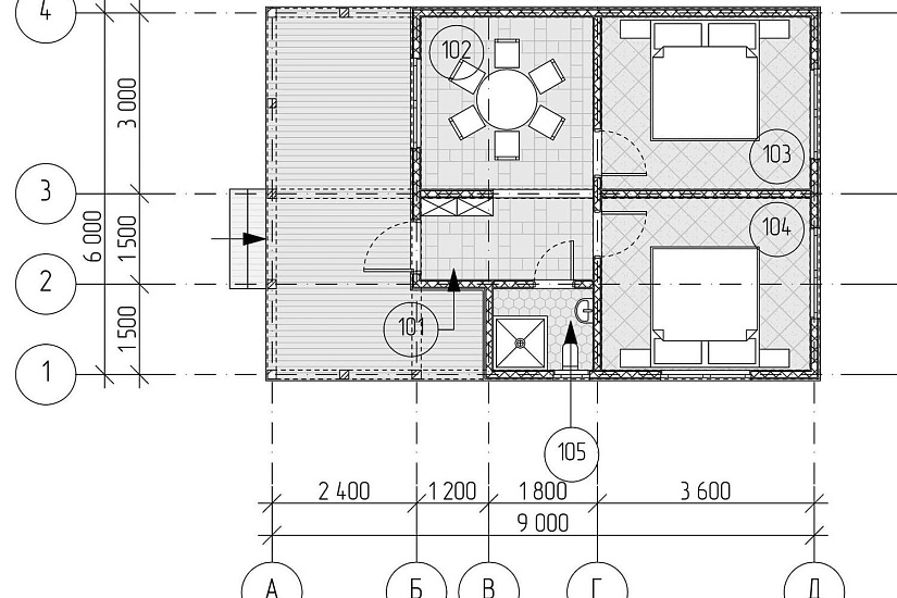 Гостевой дома 6х9-1эт-каркасник-РД Гостевой дома 6х9-1эт-каркасник-РД