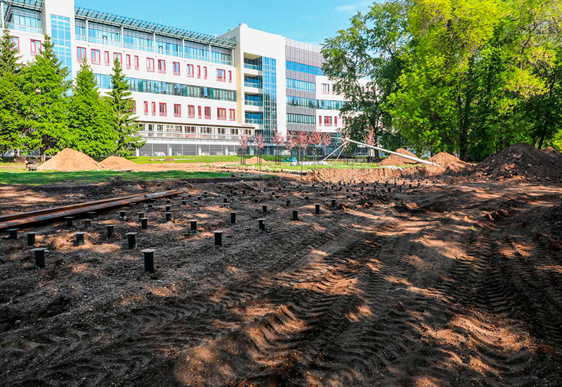 Фундамент из винтовых свай для амфитеатра
