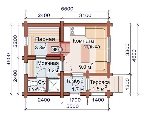 Баня ОЦ - 25,2 кв.м
