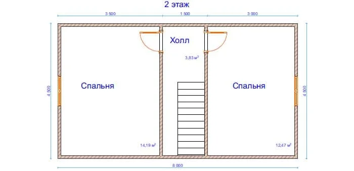 Дом из бруса №23 8x7,5 м