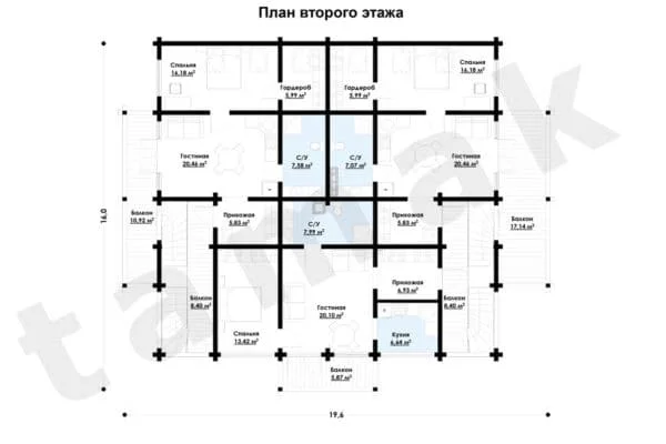 Дом из клееного бруса БД-130-1-426