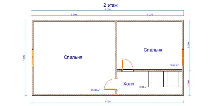 Дом из бруса №30 9x8,5 м