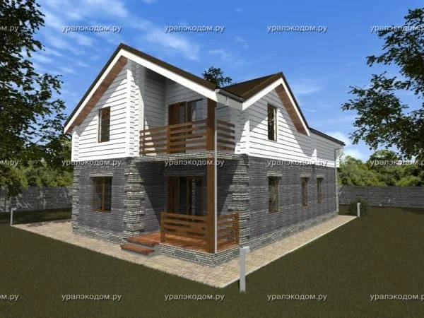 Дом из кирпича и бруса с гаражом Доминант 2-230-14-12(8)