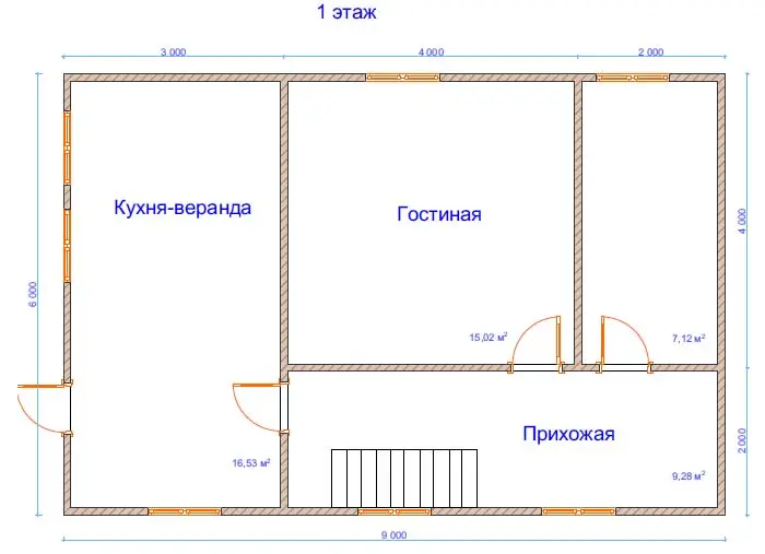 Дом из бруса №25 9x6 м