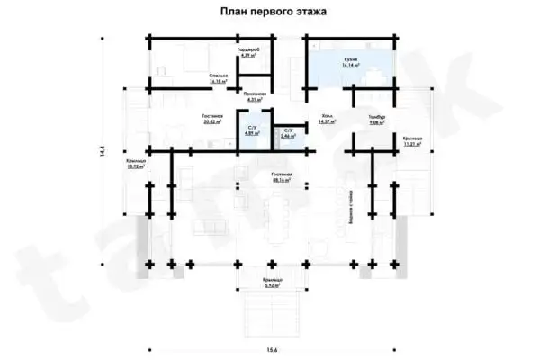 Дом из клееного бруса БД-130-1-426