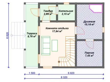 Проект бани Б-042 (84.31 кв.м)