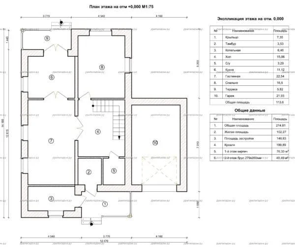 Дом из кирпича и бруса с гаражом Доминант 2-230-14-12(8)