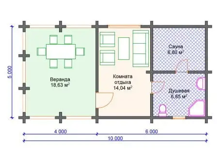 Проект бани Б-018 (46.32 кв.м)