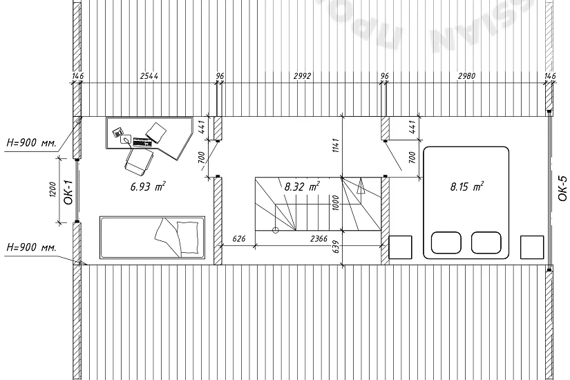 Дом-каркас(A-FRAME)200мм-13000х7500мм-2эт-КР