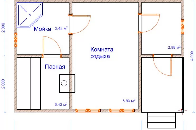 Баня из бруса №9