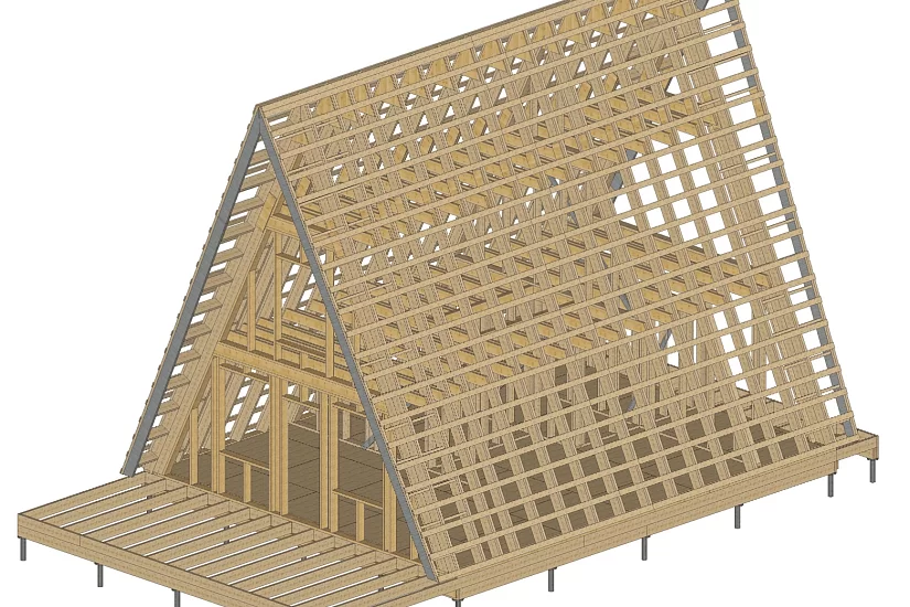 Дом-каркас(A-FRAME)200мм-13000х7500мм-2эт-КР