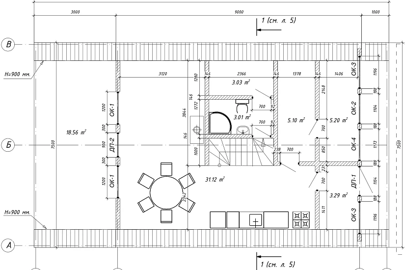 Дом-каркас(A-FRAME)200мм-13000х7500мм-2эт-КР