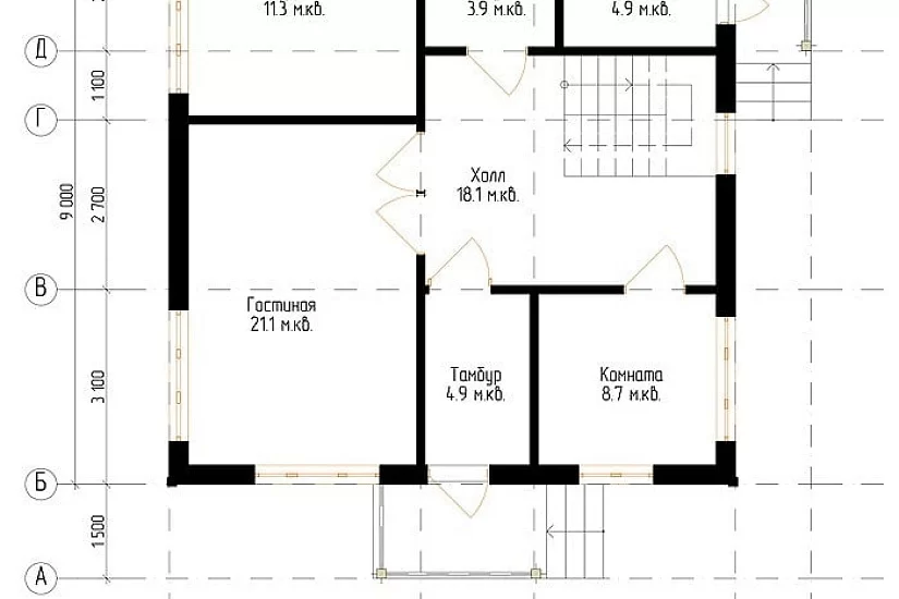 Жилой дом из бруса №7 9x9 м