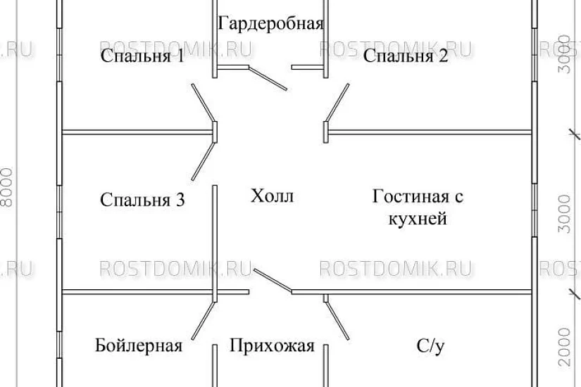 ДОМ ОДНОЭТАЖНЫЙ 8Х9