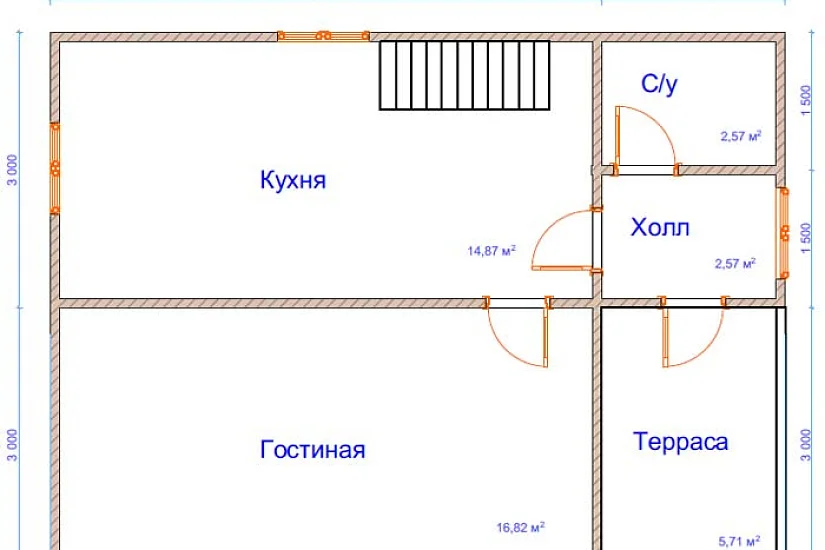 Дом из бруса №21 6x8 м