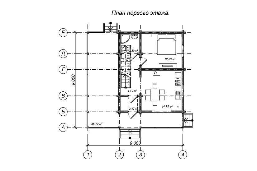 Проект дома из бруса №821