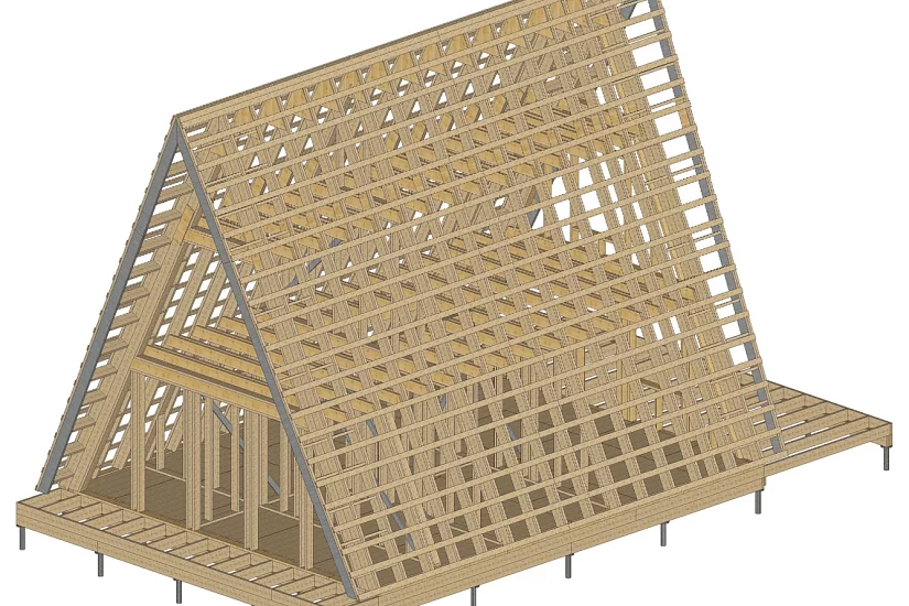 Дом-каркас(A-FRAME)200мм-13000х7500мм-2эт-КР