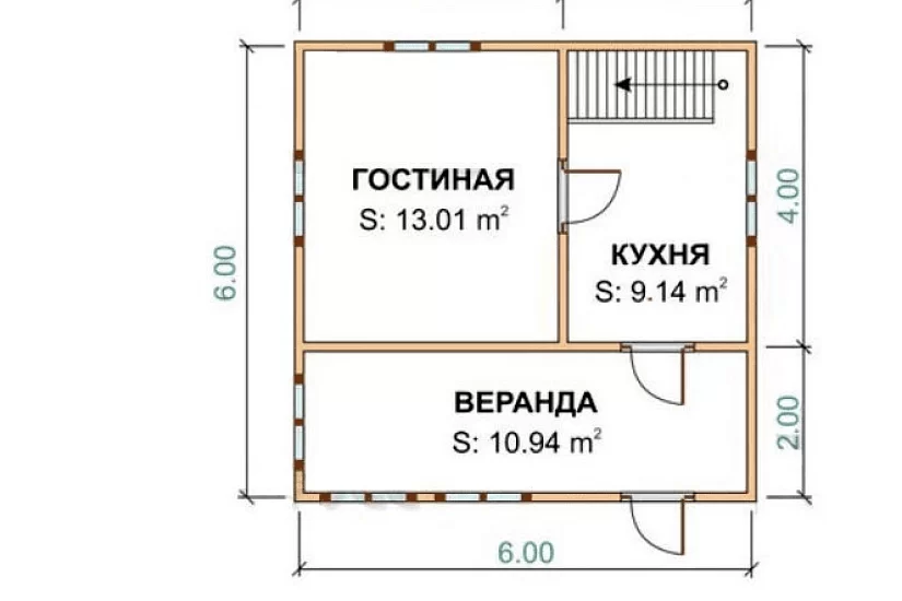 Дом из бруса 6х6 к1п8