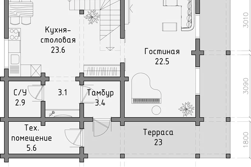 Проект дома из бруса №349