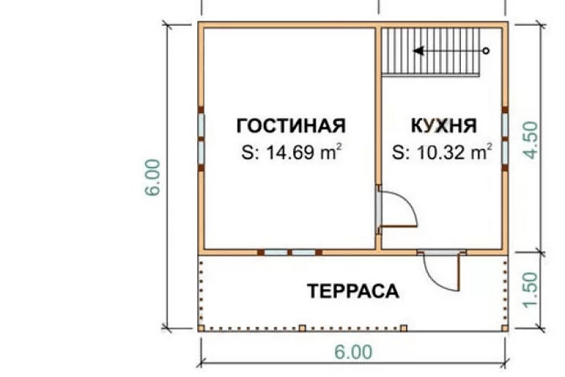 Дом из бруса 6х6 к1п9