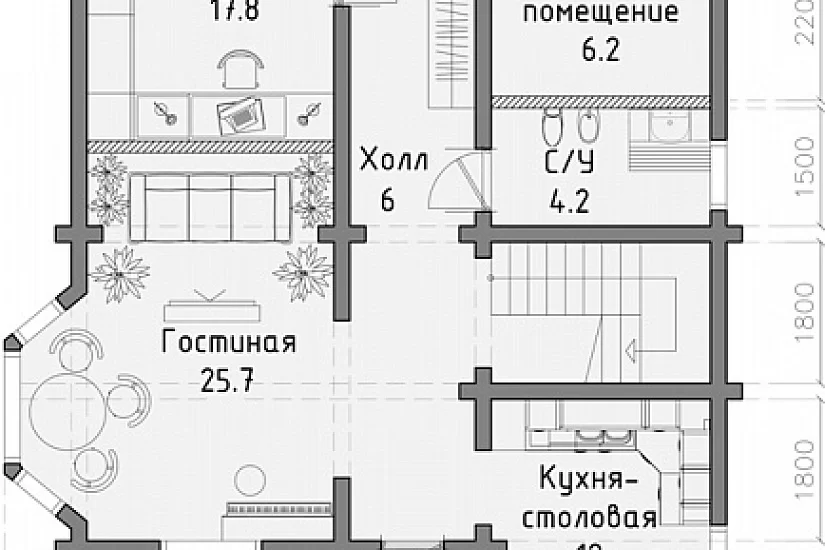 Проект дома из бруса №352