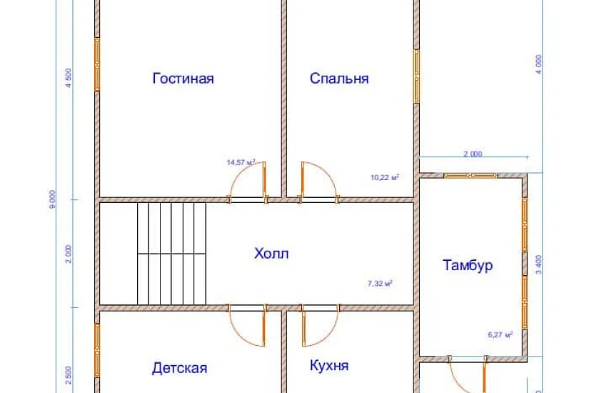 Дом из бруса №28 9x8 м
