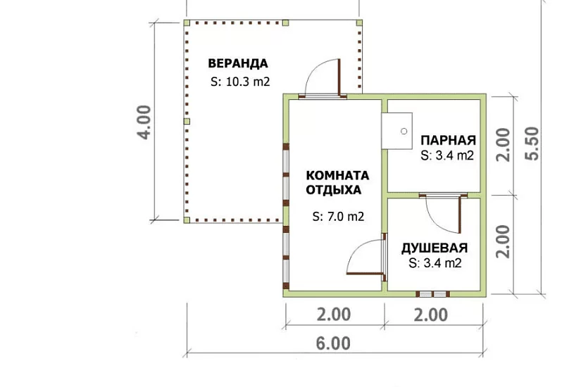 Баня 6х5.5 К1П8