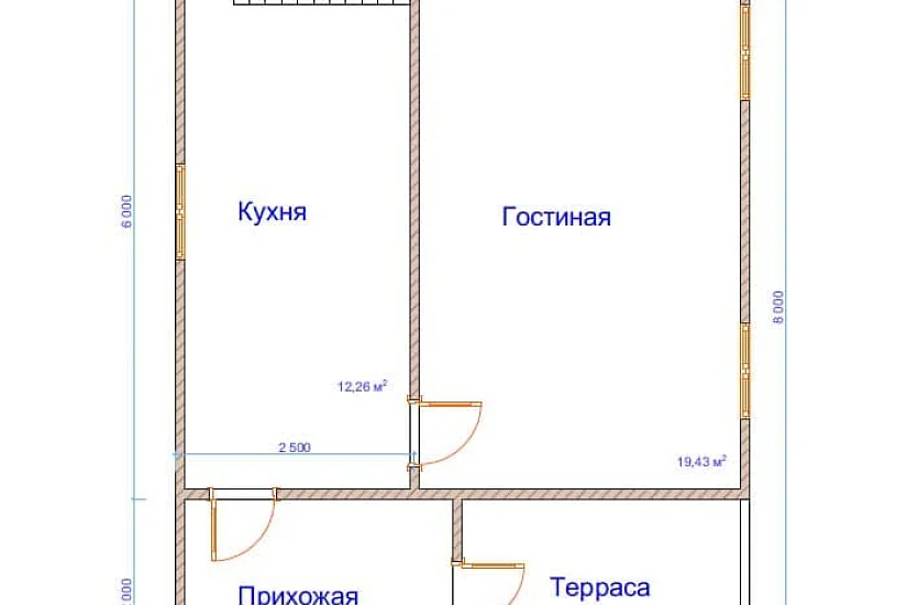 Дом из бруса №19 6x8 м