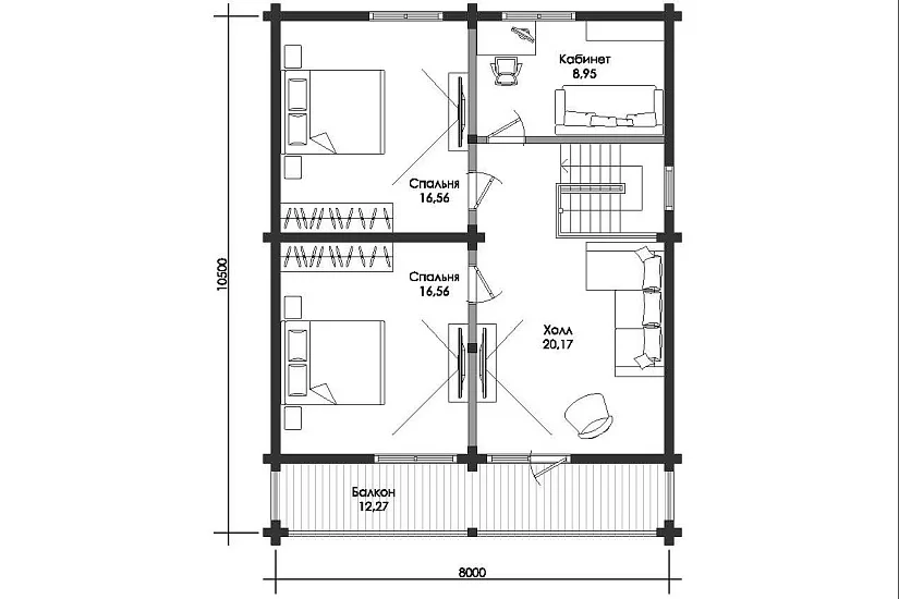 Проект дома из бруса №634