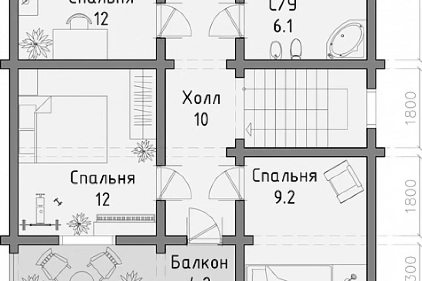 Проект дома из бруса №352